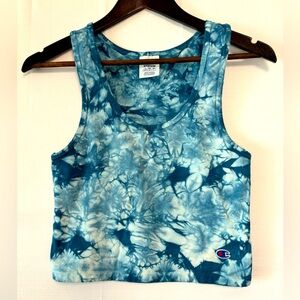 CHAMPION Blue and White Tie-Dye Tank Top Size Medium